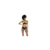 Ensemble 2 pièces, en vinyl et résille noir, soutien gorge seins nus et string avec zip fonctionnel 